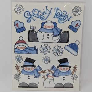 Penny Black Stickers Snowy Day Snowman Mittens Snowflakes Stickeroos